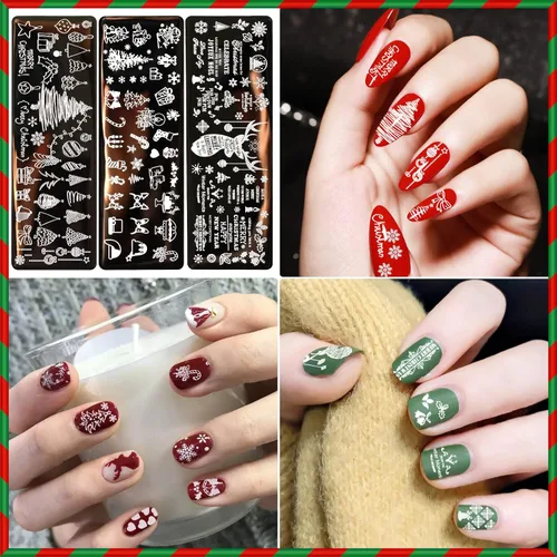 Vista 7 de JUNEBRUSHS 10 unidades de placas de estampado de uñas de Navidad con placas