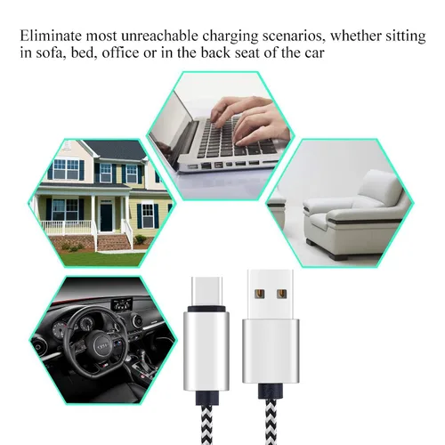 Vista 6 de Ailun - Paquete de 3 cables USB tipo C de 6 pies, cables de sincronización tipo C a USB de carga rápida, con trenzado de nailon para el teléfono