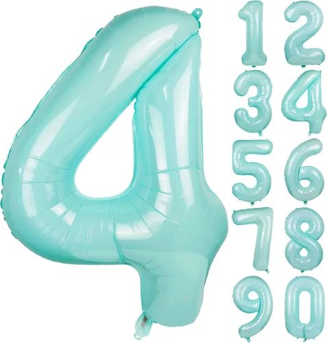 Vista 7 de Globo azul macarrón número 0 de 40 pulgadas, globo grande de película de poliéster de lámina de helio