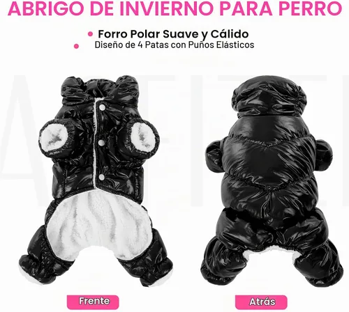 Vista 3 de AOFITEE Abrigo para perro, chaqueta impermeable para perro, abrigo de invierno para perros de cuerpo completo, traje de nieve, chaqueta acolchada a