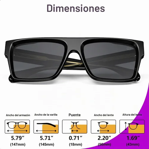 Vista 6 de VISOONE Oversized Square Flat Top Sunglasses Women Men Negro/Gris Profundo