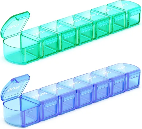 Vista 10 de Organizador de píldoras extra grande 3 paquetes, pastillero XL de 7 días, estuche semanal de píldoras con gran capacidad, organizador jumbo, sin BPA