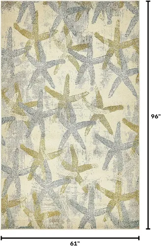 Vista 2 de Alfombra moderna Positano de estilo costero de Loom, Polipropileno, Beige/azul