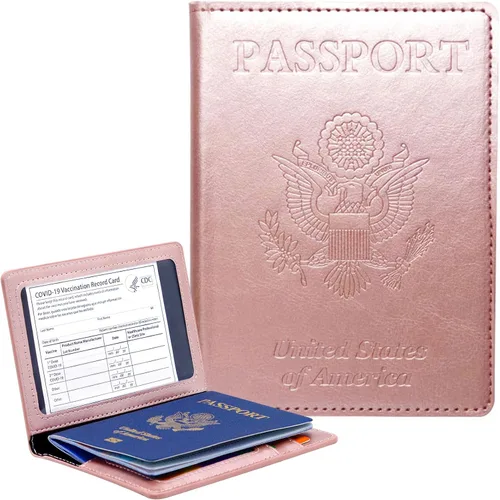 Vista 11 de Funda para pasaporte con bloqueo RFID de piel, tarjetero con ranura para tarjetas, accesorios de viaje, organizador de documentos, protector