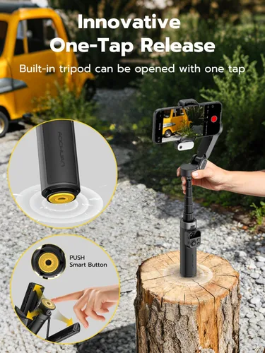 Vista 2 de AOCHUAN Smart X3 AI Gimbal estabilizador para iPhone, módulo de luz de seguimiento de AI