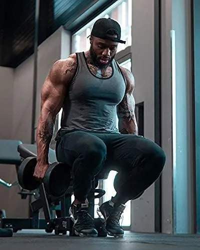 Vista 3 de COOFANDY Camisetas sin mangas de entrenamiento para hombre, paquete de 3 camisetas de gimnasio para culturismo, fitness, sin mangas