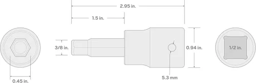 Vista 4 de TEKTON - Llave de tubo de 1/2 pulgada x 3/8 pulgada de impacto de broca hexagonal SIB22210