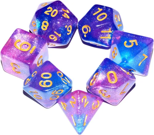 Vista 3 de Juego de dados DND de 7 piezas (azul negro)