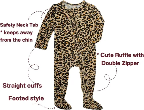 Vista 2 de GUISBY Pijama de bebé con volantes, manga larga suave con cremallera de 2 vías