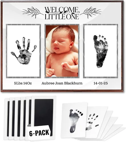 Vista 10 de Kit de manos y huellas sin tinta, placa de recuerdo de bebé y regalos de baby shower, ideal como regalo de mamá, marcos de fotos para guardería, kit