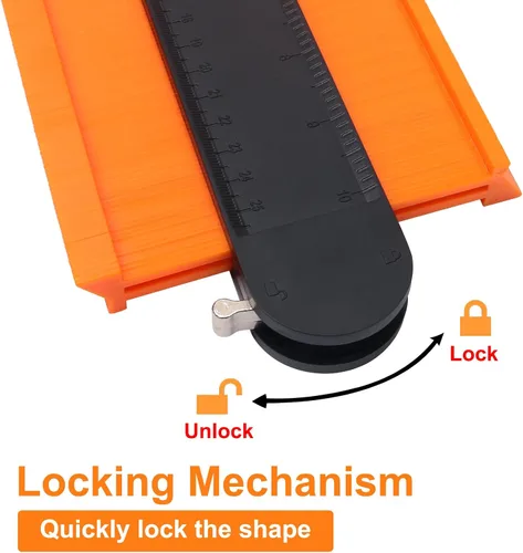 Vista 2 de Herramienta de contorno y forma de calibre estupendo de 10 pulgadas, herramienta de perfil de medidor de contorno con cerradura, herramientas