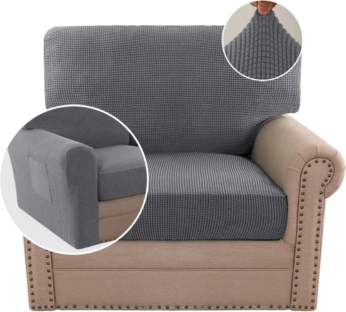 Vista 31 de H.VERSAILTEX Fundas elásticas para sillas de varias piezas, fundas para cojines ajustables para asiento y respaldo