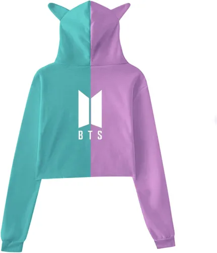 Vista 2 de Sudadera con capucha para mujeres y niñas con estampado 3D con orejas de gato sudadera corta