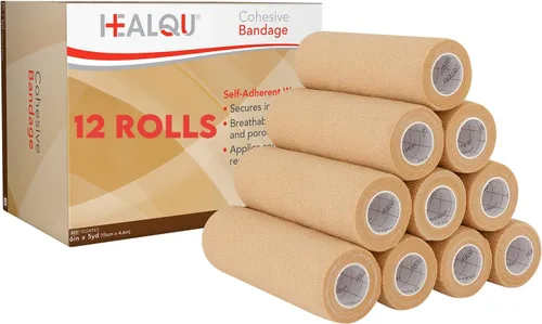 Vista 8 de HEALQU Vendaje Autoadhesivo - 12 Rollos 2 pulgadas x 5 yardas Cinta Cohesiva para Atletismo y Deportes - Cinta Médica Autoadherente, Vendajes
