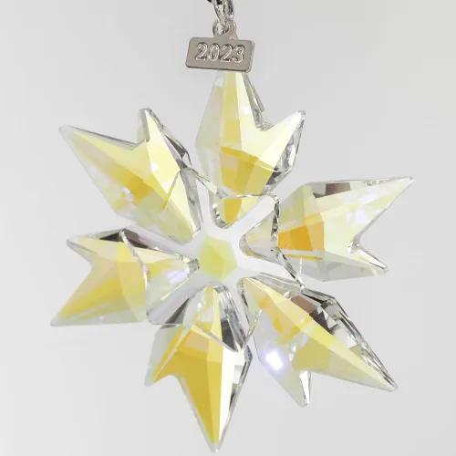 Vista 5 de Adorno de árbol de Navidad de edición Maxistal 2024, copo de nieve de cristal con estrella, adorno para árbol de Navidad, decoración para el hogar