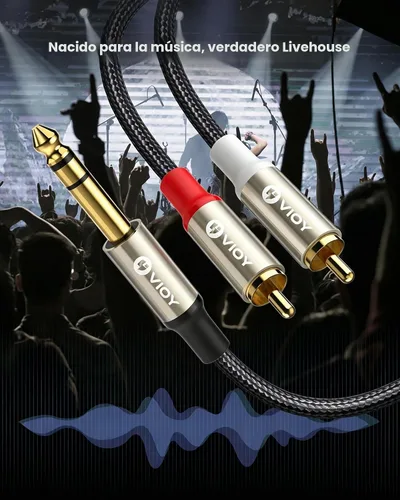 Vista 5 de VIOY - Cable de 1/4 a RCA de 5 pies, 0.250 in TRS macho a doble RCA macho en Y Copper shell, dual shielding lossless Hi-Fi sound,braided