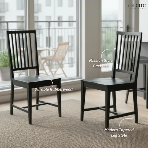 Vista 5 de Vienna Sillas de comedor de madera, juego de 2, 17.50 pulgadas de ancho x 21.60 pulgadas de profundidad x 38.50 pulgadas de alto, capacidad