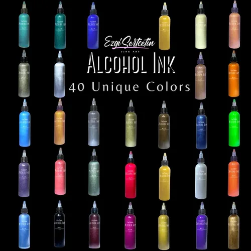 Vista 2 de Tinta de alcohol prémium verde neón metálico metálico y vibrante Colores únicos de alta saturación Para vasos, posavasos, tinte de resina