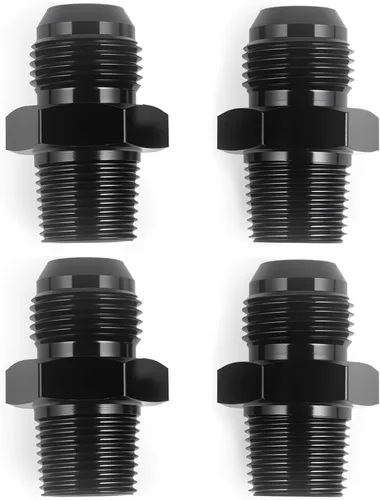 Vista 8 de 4AN macho a 1/8NPT adaptador de unión recta de conector de tubería de aluminio negro 4 piezas