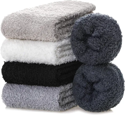 Vista 5 de CHOWISH Calcetines mullidos para mujer, de microfibra súper suave, esponjosos, acogedores, para invierno, cálidos, mullidos, para mujer