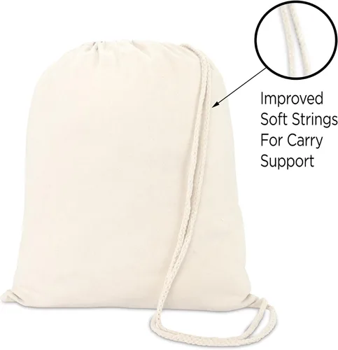 Vista 3 de DALIX Mochila de lona con cordón para gimnasio para hombre y mujer, paquete de 2, Natural, Viajar