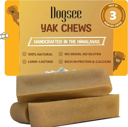 Vista 10 de Dogsee Himalayan Yak Chews (XL - 6 masticables) Masticables de yak para perros grandes Golosinas para perros Ayuda al dolor