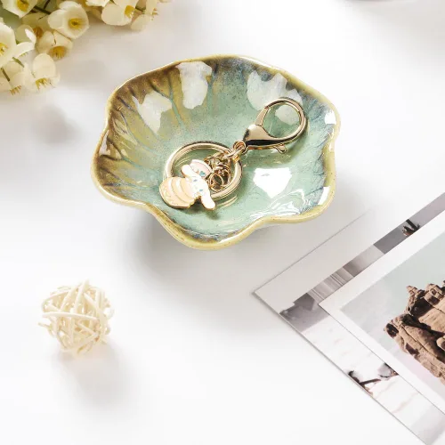 Vista 2 de 2 platos para anillos, cuenco pequeño para llaves, bandeja de cerámica para joyas, organizador de collares, aretes para mamá, amiga, hermana, todas