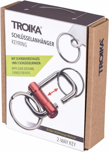 Vista 6 de TROIKA LLAVE DE 2 VÍAS - KR22-09RD - Llavero con 3 anillos para llaves en 2 tamaños - Cierre deslizante para facilitar la organización de las llaves