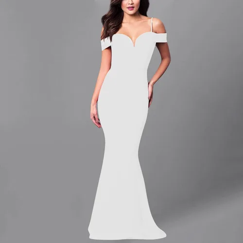 Vista 4 de Vestidos de verano para mujer 2023, vestido grande con vuelo, sexy, sin espalda, vestido de banquete, falda, vestidos de sol casuales