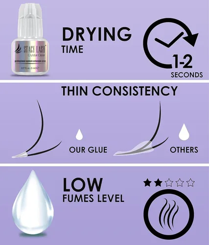 Vista 5 de STACY LASH Pegamento de extensión de pestañas transparente (0.17 fl.oz/0.2 fl oz)/1 segundo de tiempo de secado/retención - 8 semanas/adhesivo