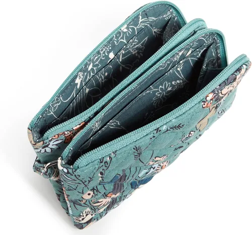 Vista 2 de Vera Bradley Cartera de algodón con doble cremallera y protección RFID