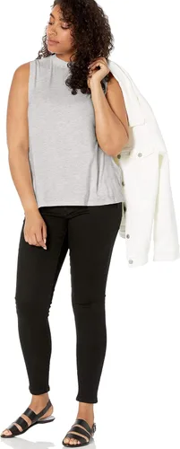 Vista 3 de Daily Ritual Womens Jersey Sleeveless Boxy Mock-Neck Shirt Available in Plus