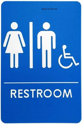 Vista 21 de Hecho en EE.UU. - Letreros de Baños para Hombres y Mujeres Compatibles con ADA, Señales de Puertas de Baño para Oficinas, Negocios y Restaurantes
