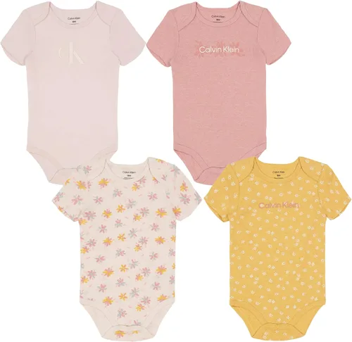 Vista 5 de Calvin Klein baby-boys 4 Pieces Pack Bodysuit Blanco brillante/Rosa bebé/Rubor