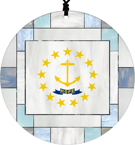 Vista 31 de Adorno navideño de Alabama – Efecto de diseño de vitrales de imitación con bandera estatal – Decoración de disco acrílico colgante 2026 para árbol