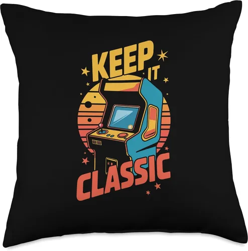 Vista 4 de Retro Arcade Vibes – Keep It Classic 80s Gamer Style Throw Pillow