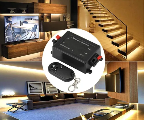 Vista 2 de BZONE DC 12-24V LED tira de luz de un solo color inalámbrico RF controlador remoto atenuador para SMD 5050 3528 tira de luces LED de un solo
