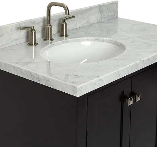 Vista 13 de ARIEL Cambridge - Mueble de baño con lavabo de 36 pulgadas, madera maciza, encimera y salpicadero italiano de mármol de Carrara de 1.5 pulgadas