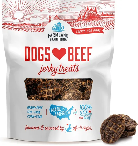 Vista 17 de Dulces de carne seca de res que a los perros de Farmland Traditions les encantan con solo 3 ingredientes y sin rellenos, bolsa de 5 onzas Made in