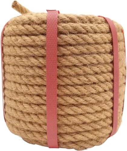 Vista 11 de Cuerda de cáñamo de 1 pulgada x 50 pies, cuerda trenzada de 4 hebras resistente para manualidades, decoración náutica, tira y afloja, paisajismo