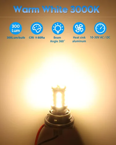 Vista 3 de Bombilla LED 1156 1141 de 10V-30V CA/CC súper brillante blanco cálido 1073 7506 BA15S bombillas de repuesto para RV caravana cámper remolque