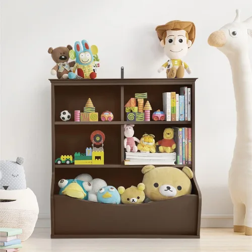 Vista 13 de CAPHAUS Organizador de almacenamiento de juguetes para niños, cubo de almacenamiento abierto, gabinete multifuncional de almacenamiento de libros