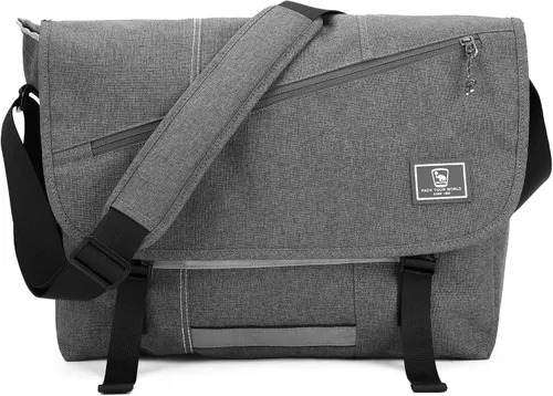 Vista 8 de OIWAS Bolsa de mensajero pequeña para hombres/mujeres, bolsa cruzada de viaje, bolsa de hombro de lona de 14 pulgadas para computadora portátil