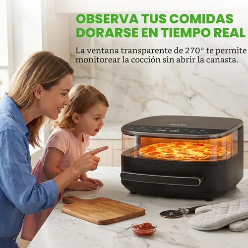 Vista 6 de NutriChef Freidora de aire extra grande de 6 cuartos con preajustes de cocción 11 en 1 Cesta extragrande para pizza de hasta 12 pulgadas