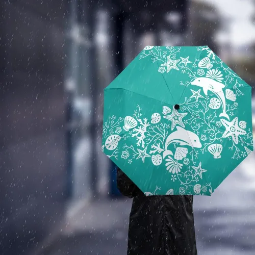 Vista 3 de DHDM Umbrella Automatic Beach Umbrella Outdoor Adults Printed Rain Umbrella for Men Kids Parasol