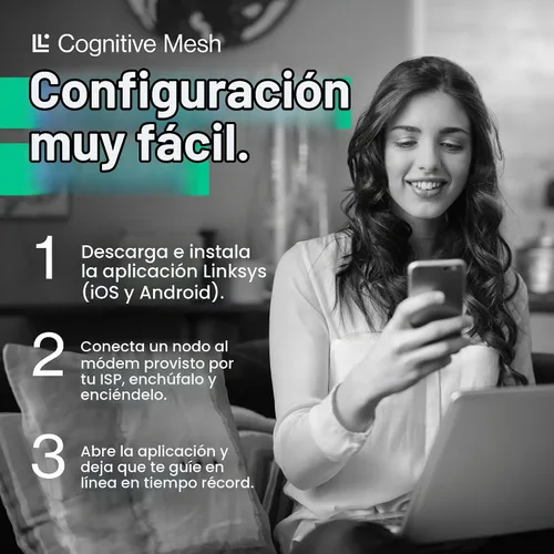 Vista 6 de Linksys Sistema Velop Pro 7 WiFi Mesh Dos enrutadores cognitivos de triple banda de malla con velocidades de más de 10 Gbps Cobertura para todo