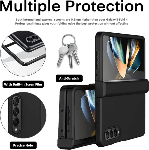 Vista 4 de Miimall Funda compatible con Samsung Galaxy Z Fold 4 2022, funda protectora completa con bisagras, funda protectora plegable gratuita, anticaídas, a