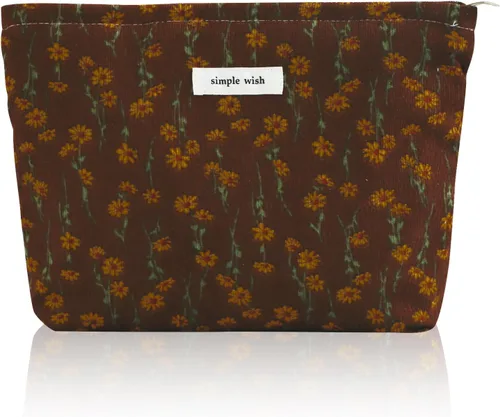 Vista 42 de Wudygirl Bolsa de maquillaje de lona para mujer, organizador estético de maquillaje, bolsa de maquillaje de viaje, bolsa de aseo para bolso, bolsa
