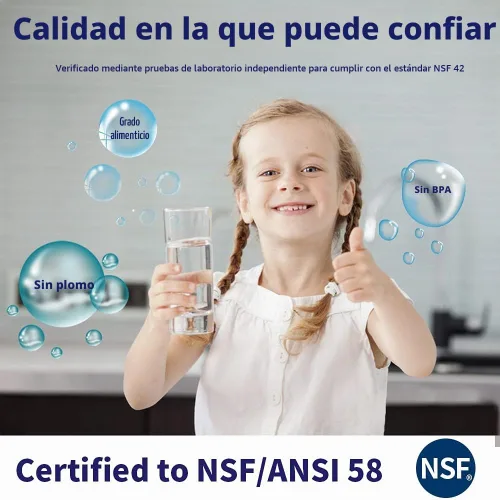 Vista 4 de Kit de carcasa de membrana de ósmosis inversa Huining 50GPD-1812/2012 con conector rápido de 1/4, válvula de retención, tubería de agua, llave