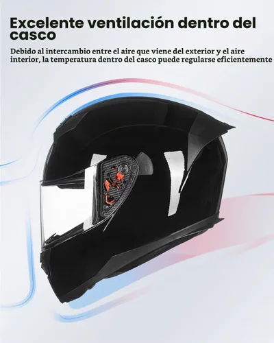 Vista 3 de ILM Casco de Motocicleta de Cara Completa para Motocross y Street Bike Certificado DOT 2 Viseras Modelo-317 (Negro Brillante, S)